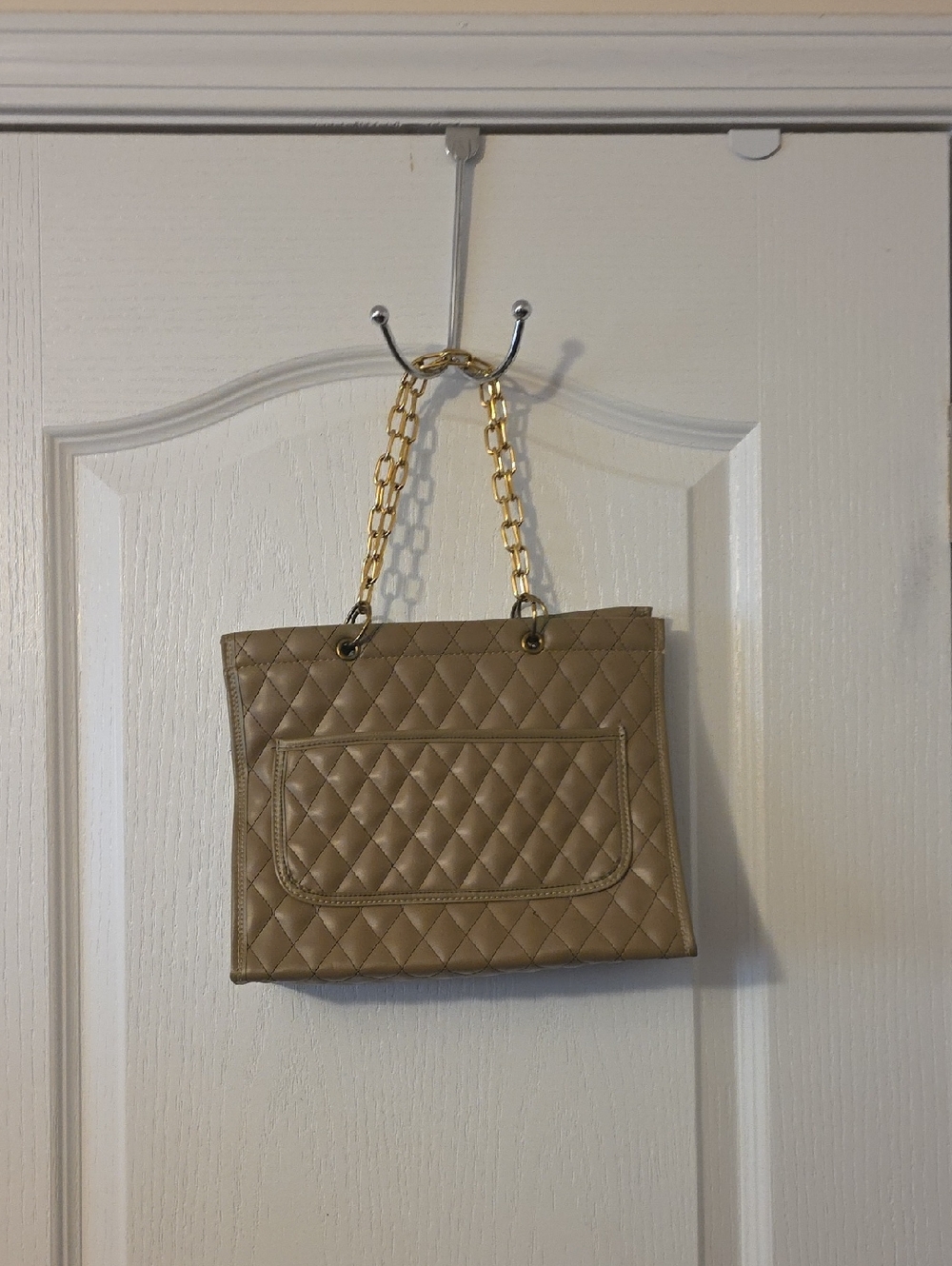 Taupe Quilted Chain-Handle Tote Bag - Women